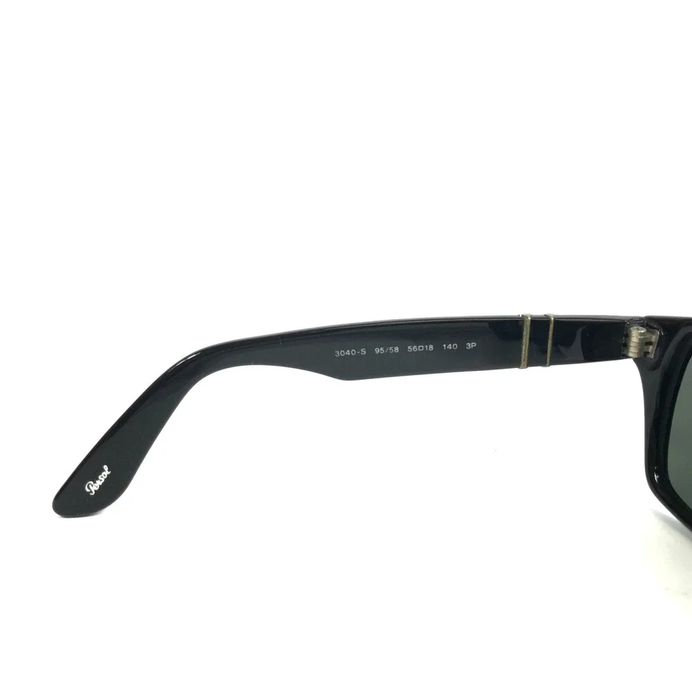 Persol Sunglasses 3040-S 95/58 Shiny Black Rectangle with Gray Polarized Lenses